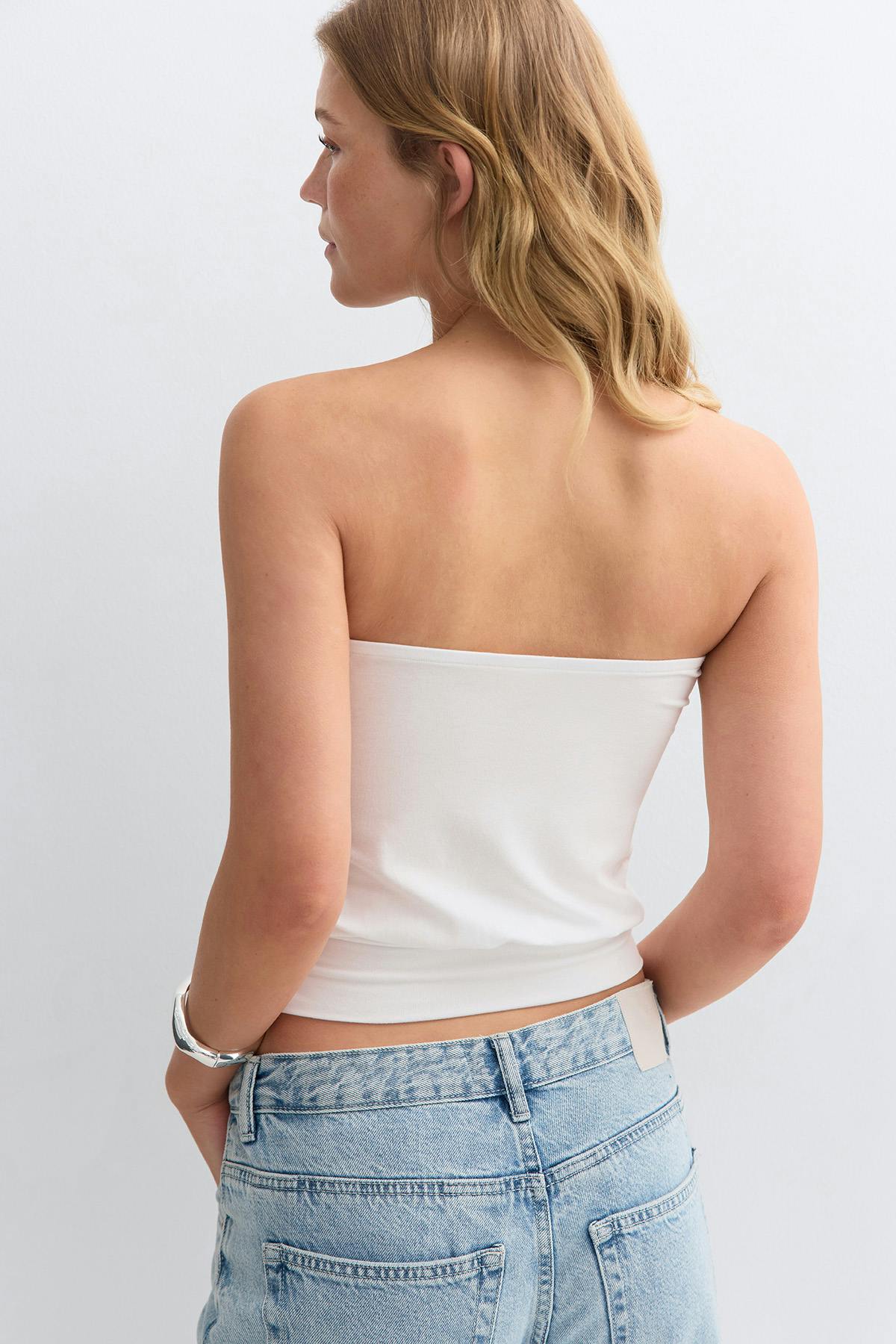 Cuff detail tube top - Blanc cassé
