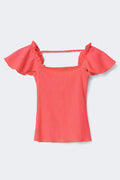 Y open back frill top - Corail