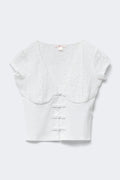 14+ napoleon lace top - Blanc cassé