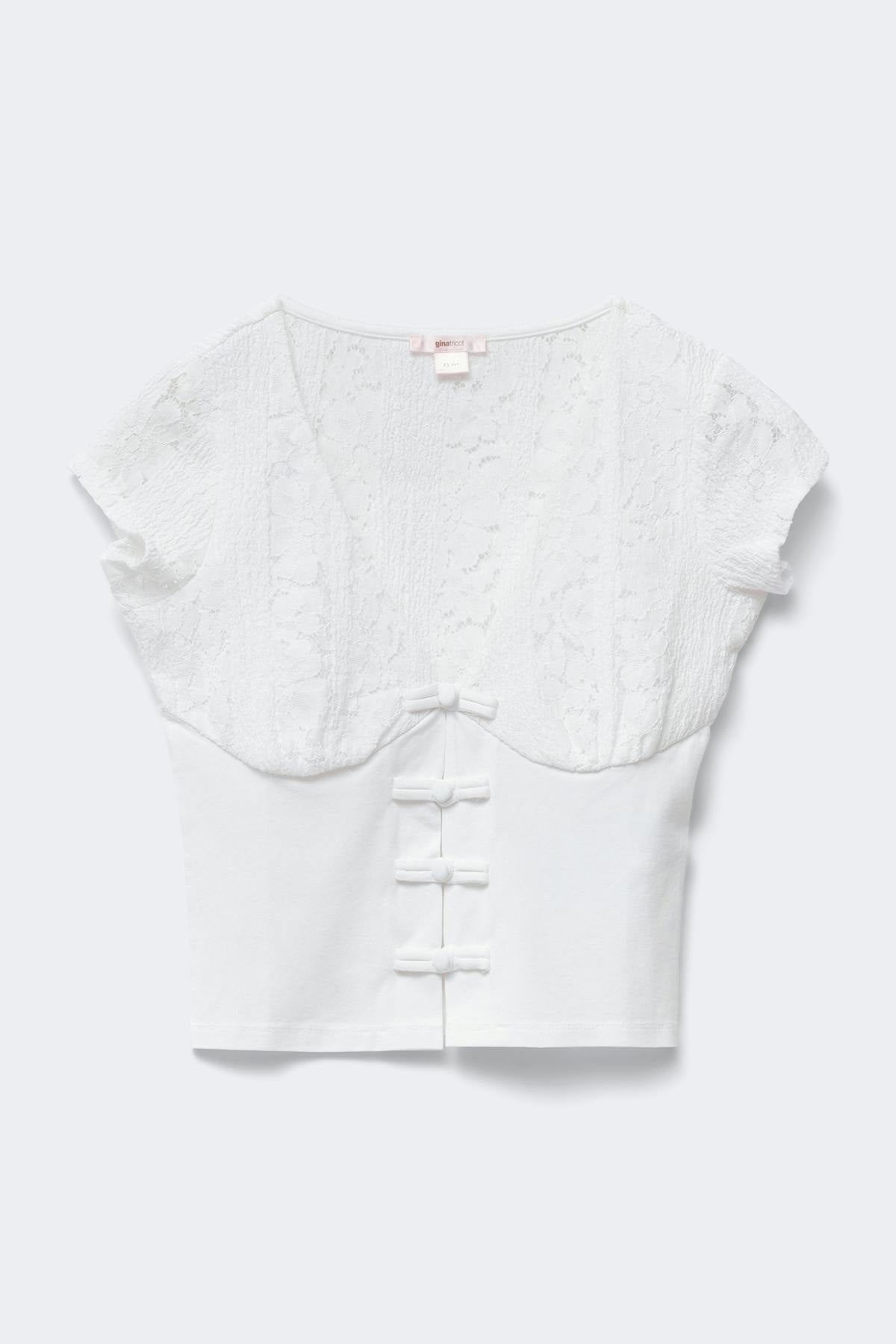 14+ napoleon lace top - Blanc cassé