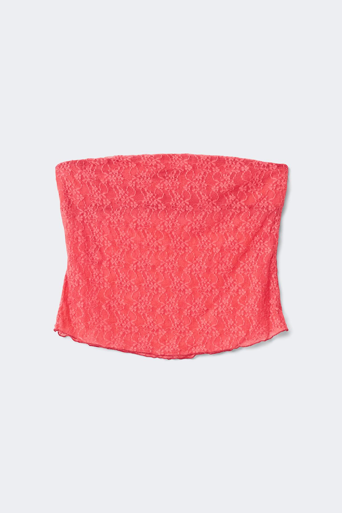 14+ lace tube top - Corail
