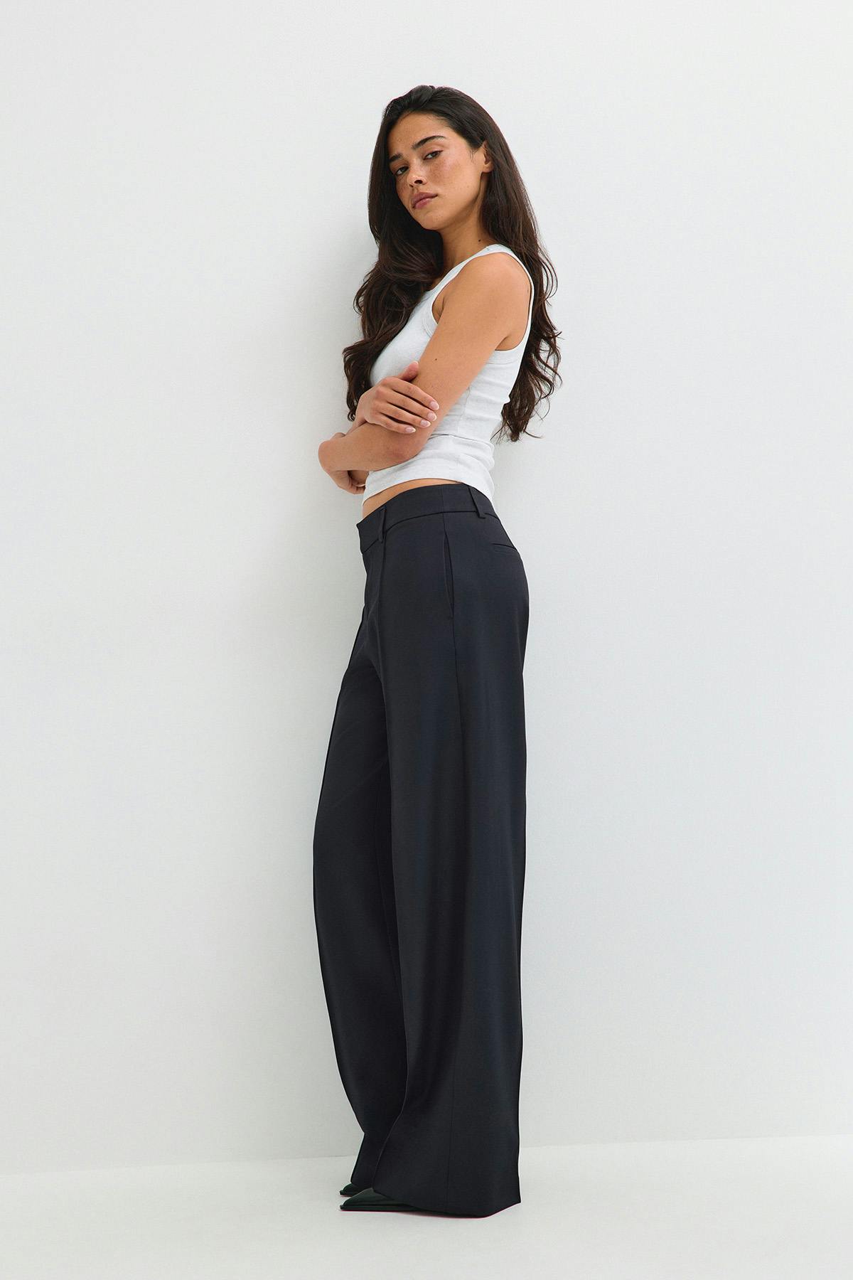 Timeless pintuck trousers - Bleu marine foncé