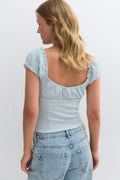Textured puff sleeve top - Heather