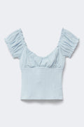 Textured puff sleeve top - Heather
