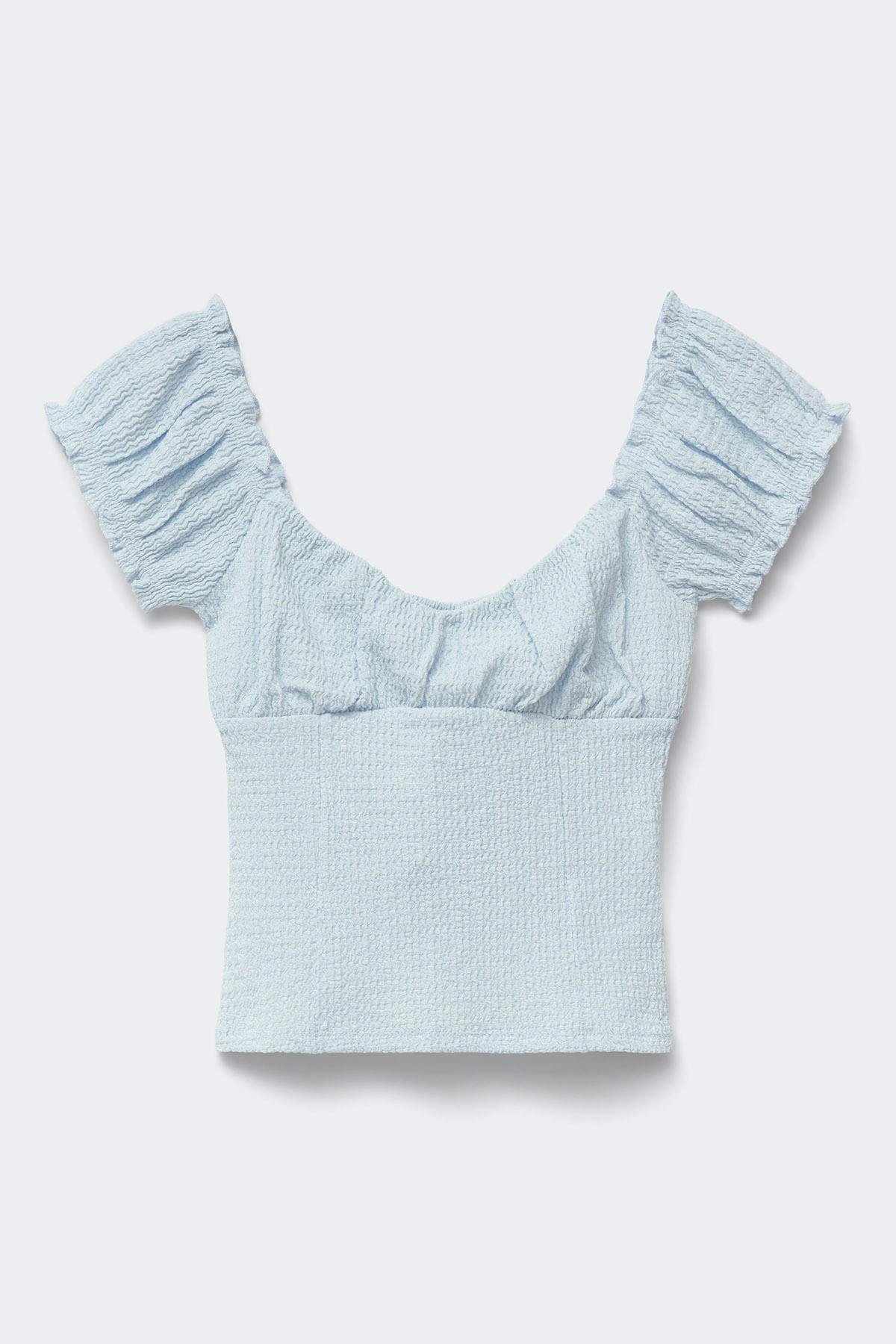 Textured puff sleeve top - Heather