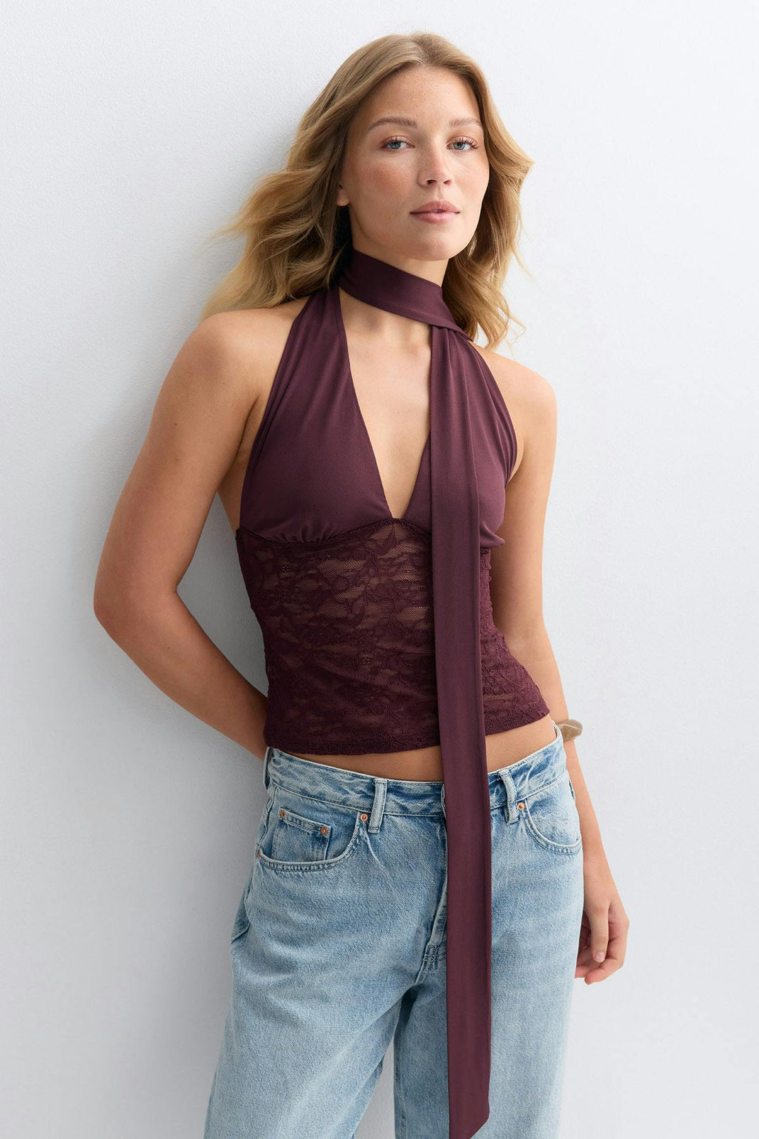 Scarf halterneck top - Decadent chocolate