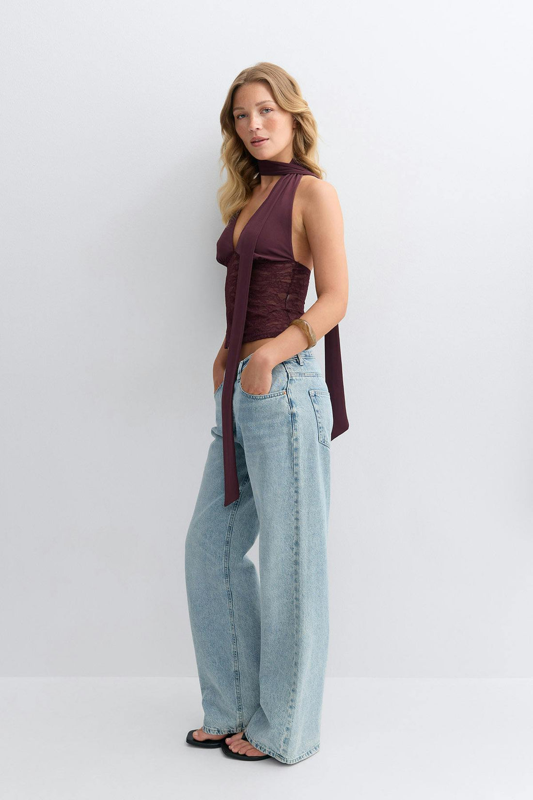Scarf halterneck top - Decadent chocolate