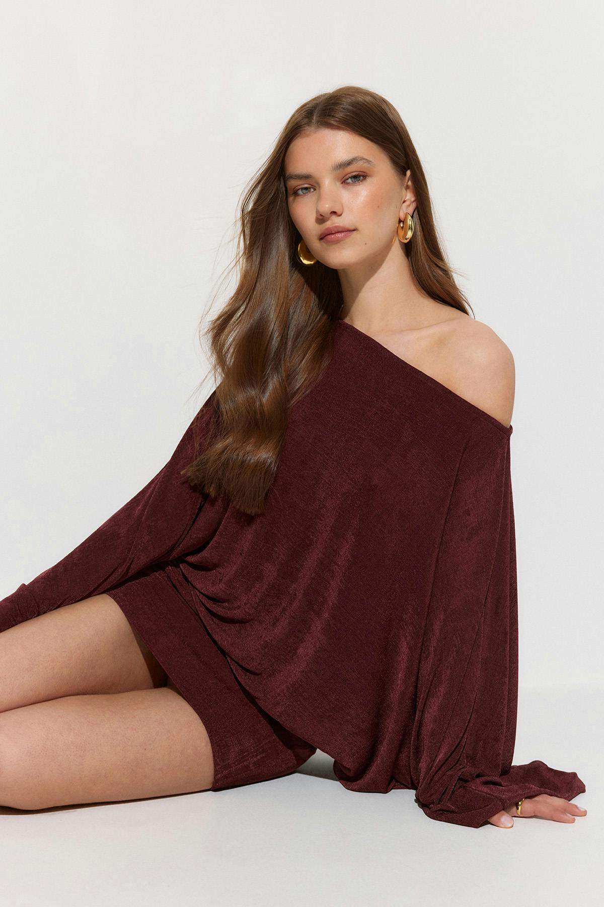 Slouchy mini dress - Decadent chocolate