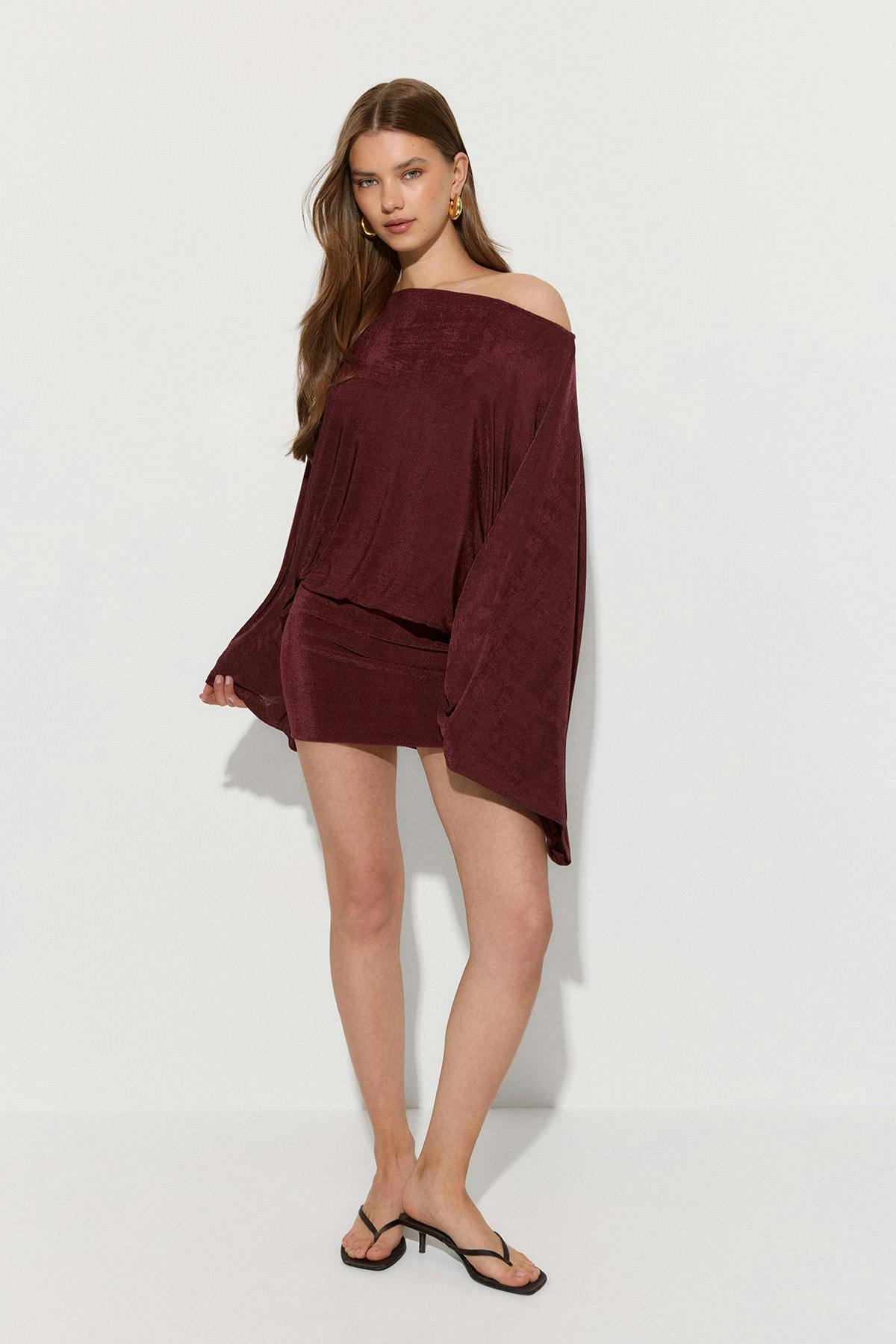 Slouchy mini dress - Decadent chocolate