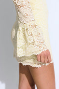 Lace keyhole mini dress - Jaune clair