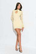 Lace keyhole mini dress - Jaune clair