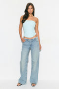 Draped mesh corset - Bleu clair