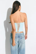 Draped mesh corset - Bleu clair