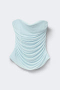 Draped mesh corset - Bleu clair