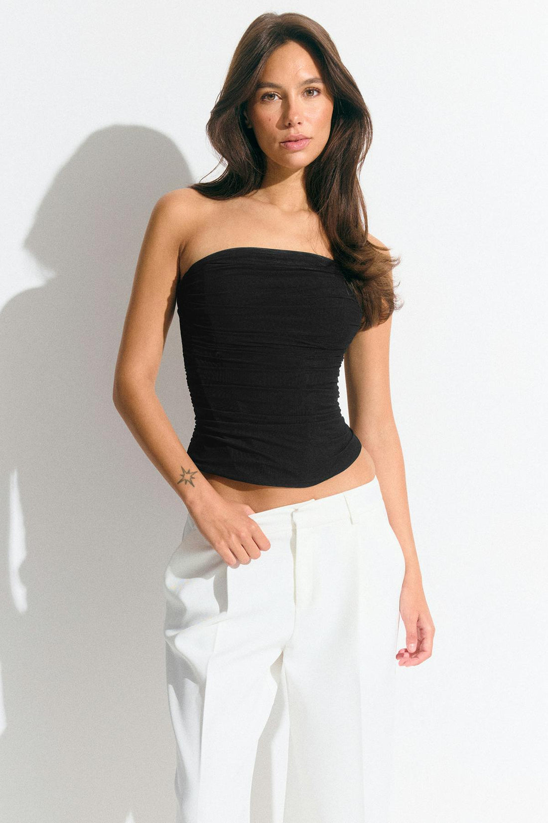 Draped mesh corset - Noir
