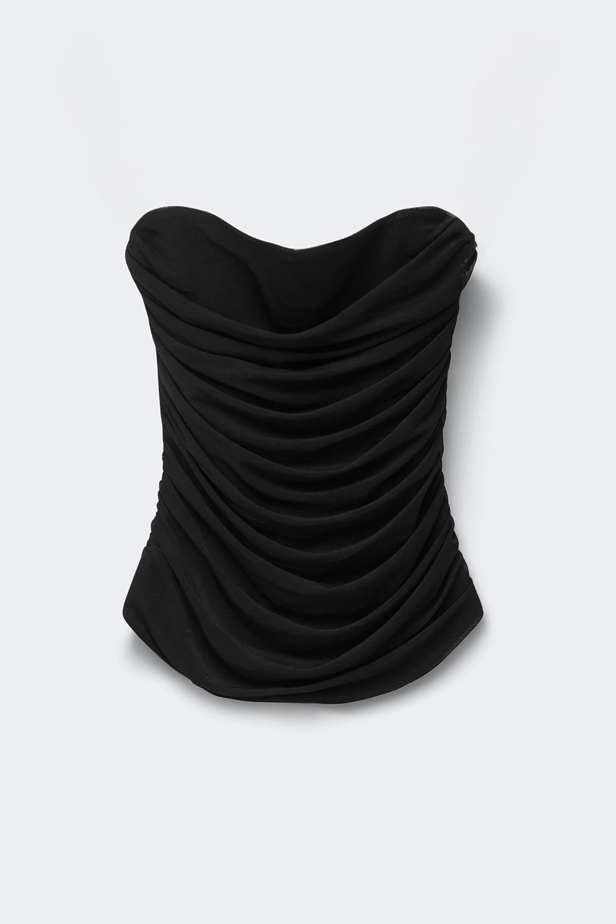 Draped mesh corset - Noir