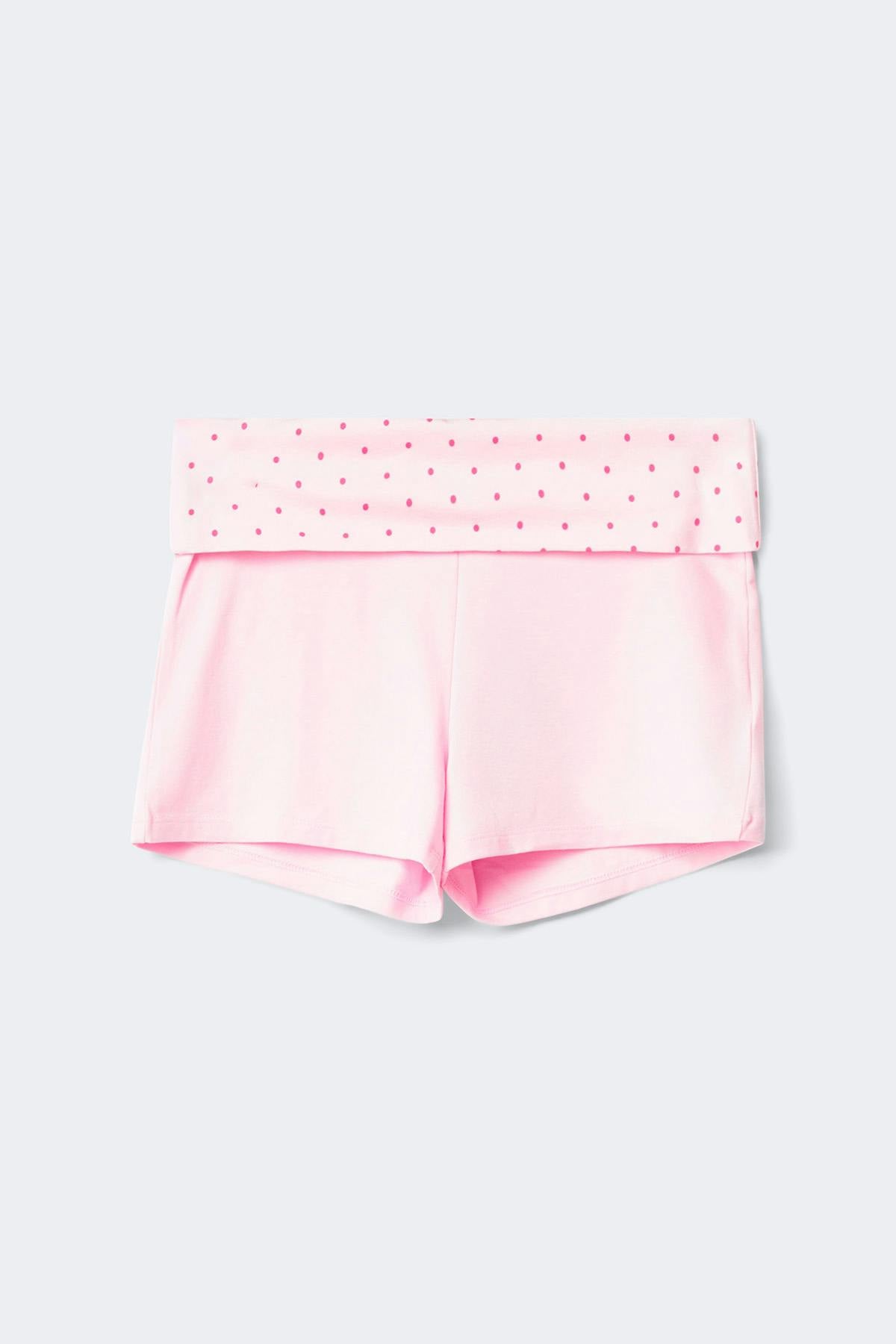 14+ folded waist shorts - Pink dot