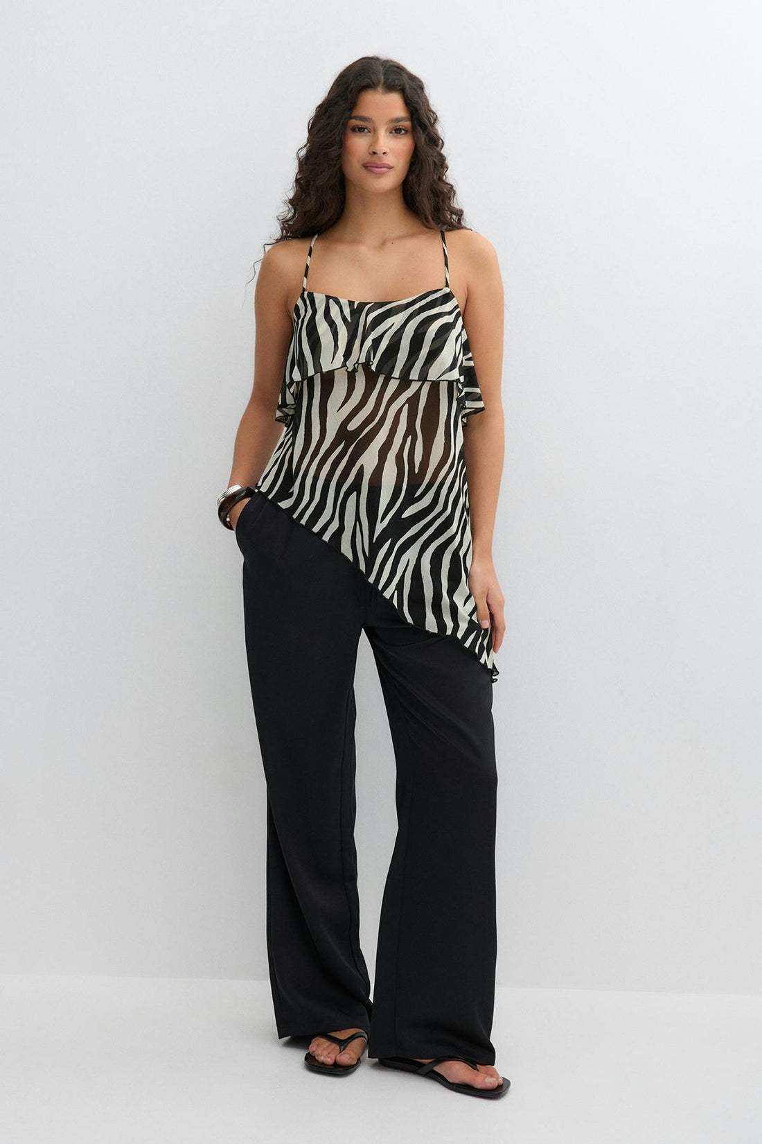 Asymmetric frill singlet - Zebra