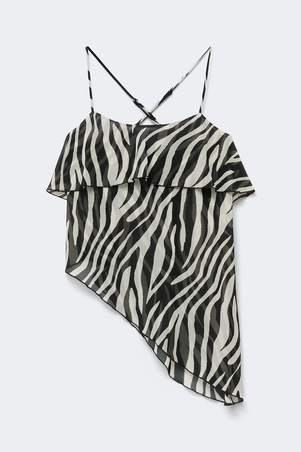 Asymmetric frill singlet - Zebra