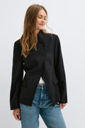 Shaped high button blazer - Noir