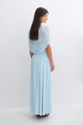 Draped cape maxi dress - Bleu clair