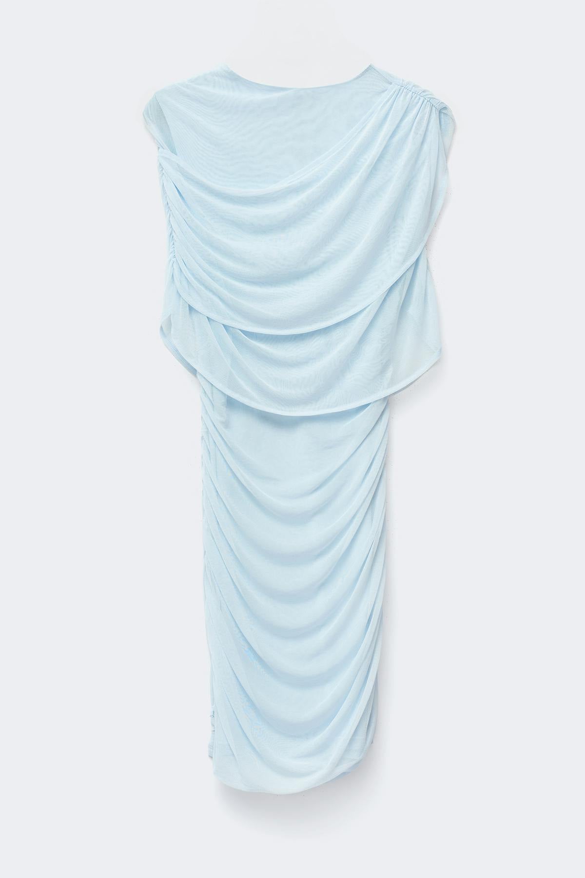 Draped cape mini dress - Bleu clair