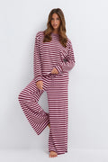Soft drawstring trousers - Brown/blue stripe