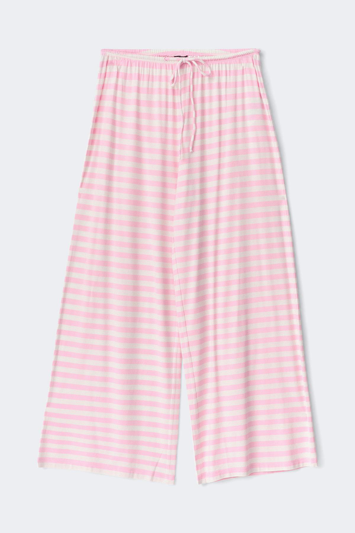 Soft drawstring trousers - Pink stripe