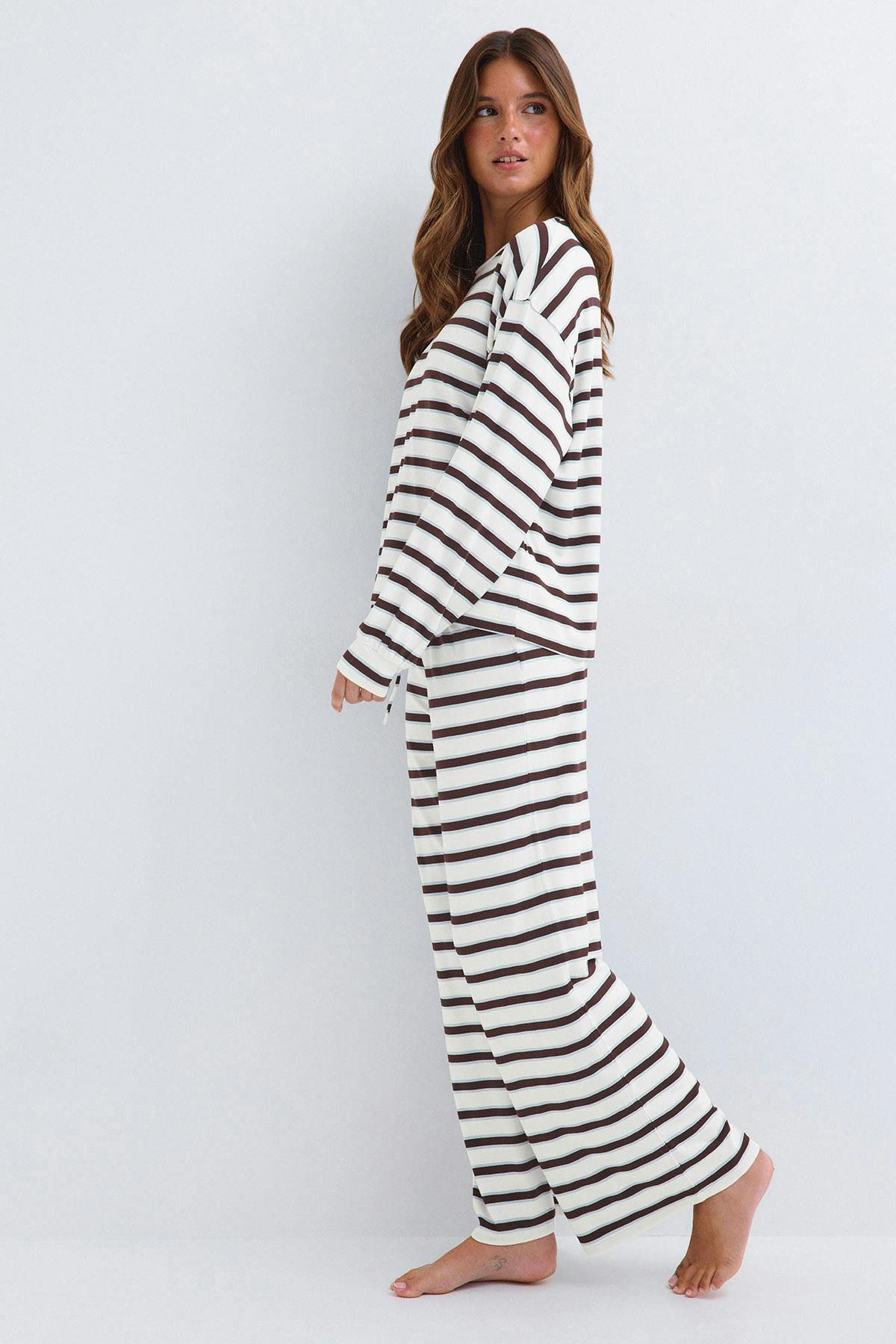 Soft drawstring trousers - Pink stripe