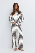 Soft drawstring trousers - Brown/blue stripe