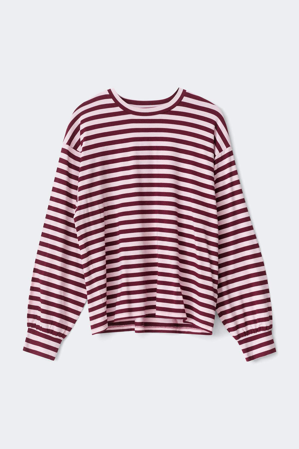 Oversized pyjamas top - Wine/stripe