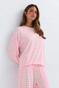 Oversized pyjamas top - Brown/blue stripe