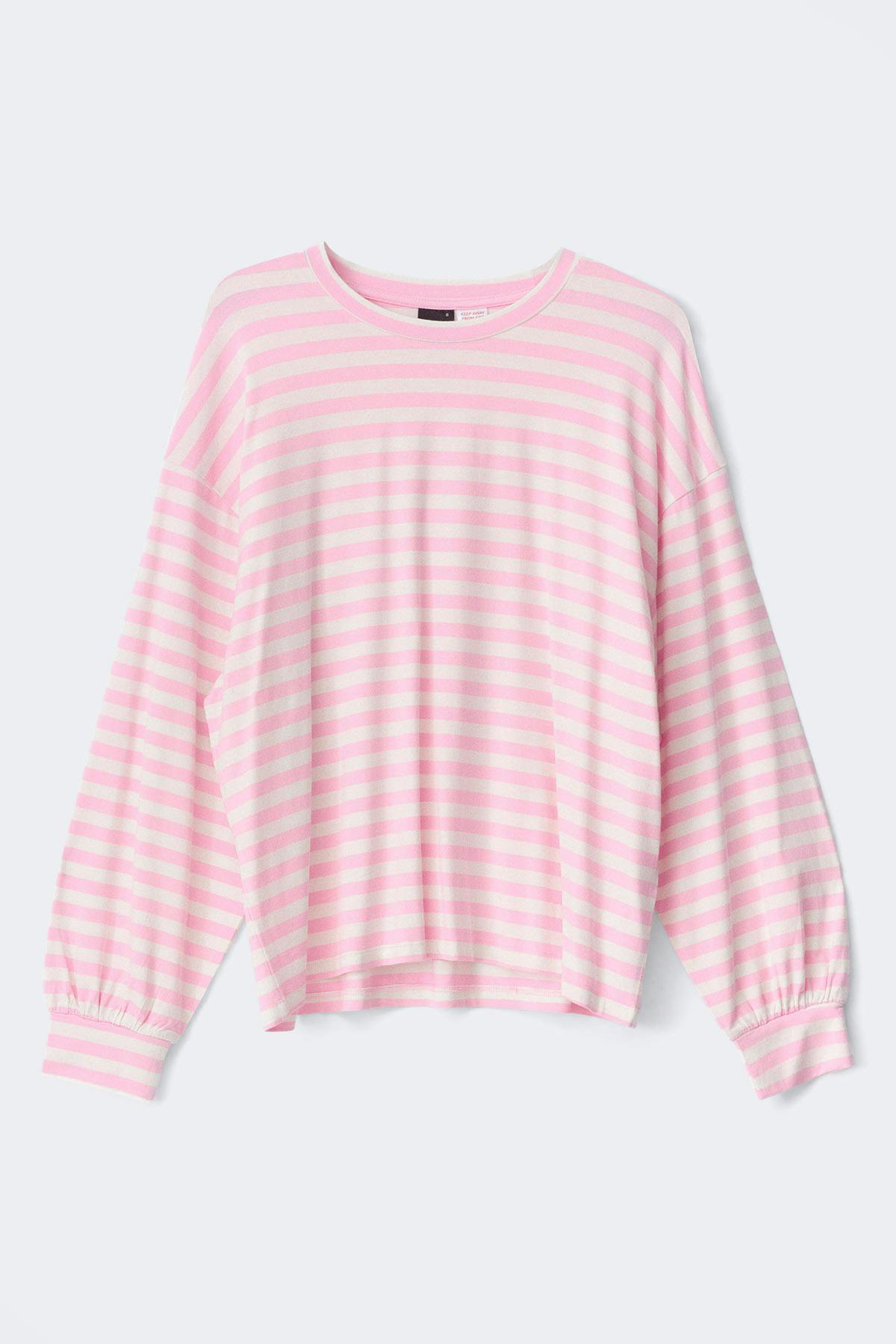 Oversized pyjamas top - Pink stripe