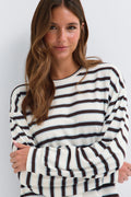 Oversized pyjamas top - Brown/blue stripe