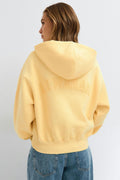 Cropped embroidery hoodie - Orange/pink