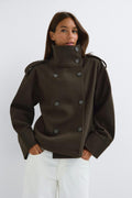 High neck short felt jacket - Sky captain