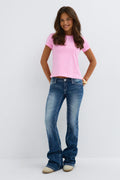 Y pink flap jeans - Mid blue