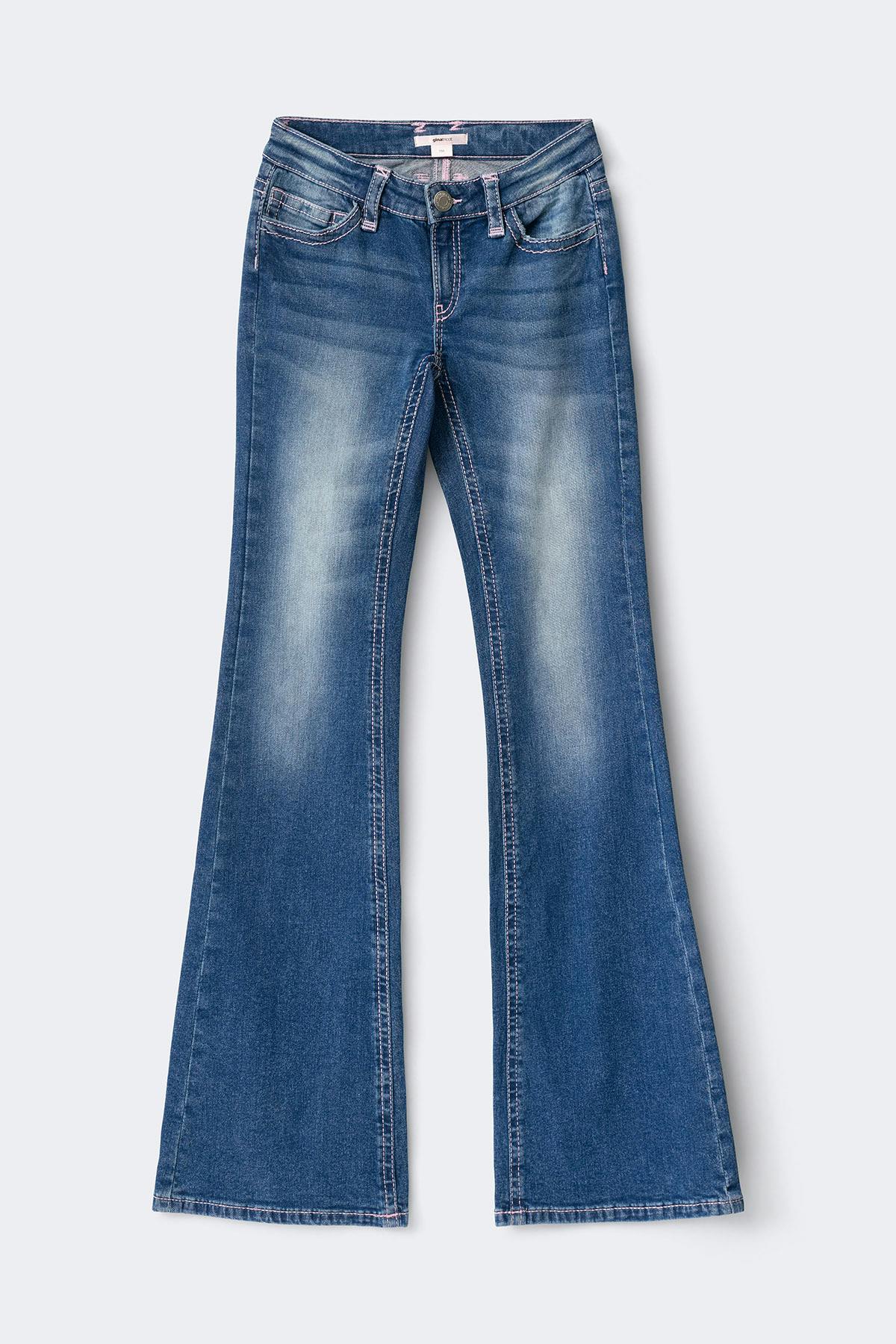 Y pink flap jeans - Mid blue