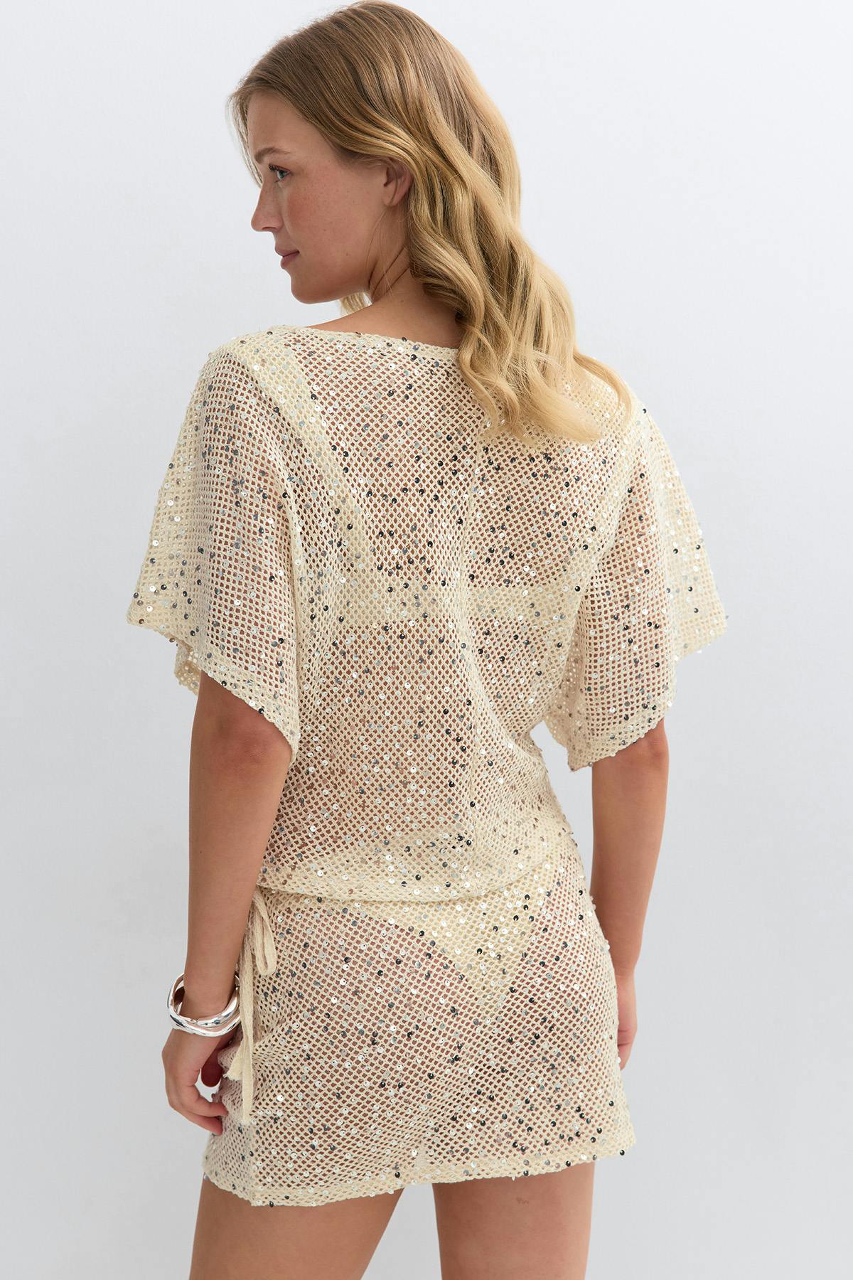 Sequins beach top - Crème