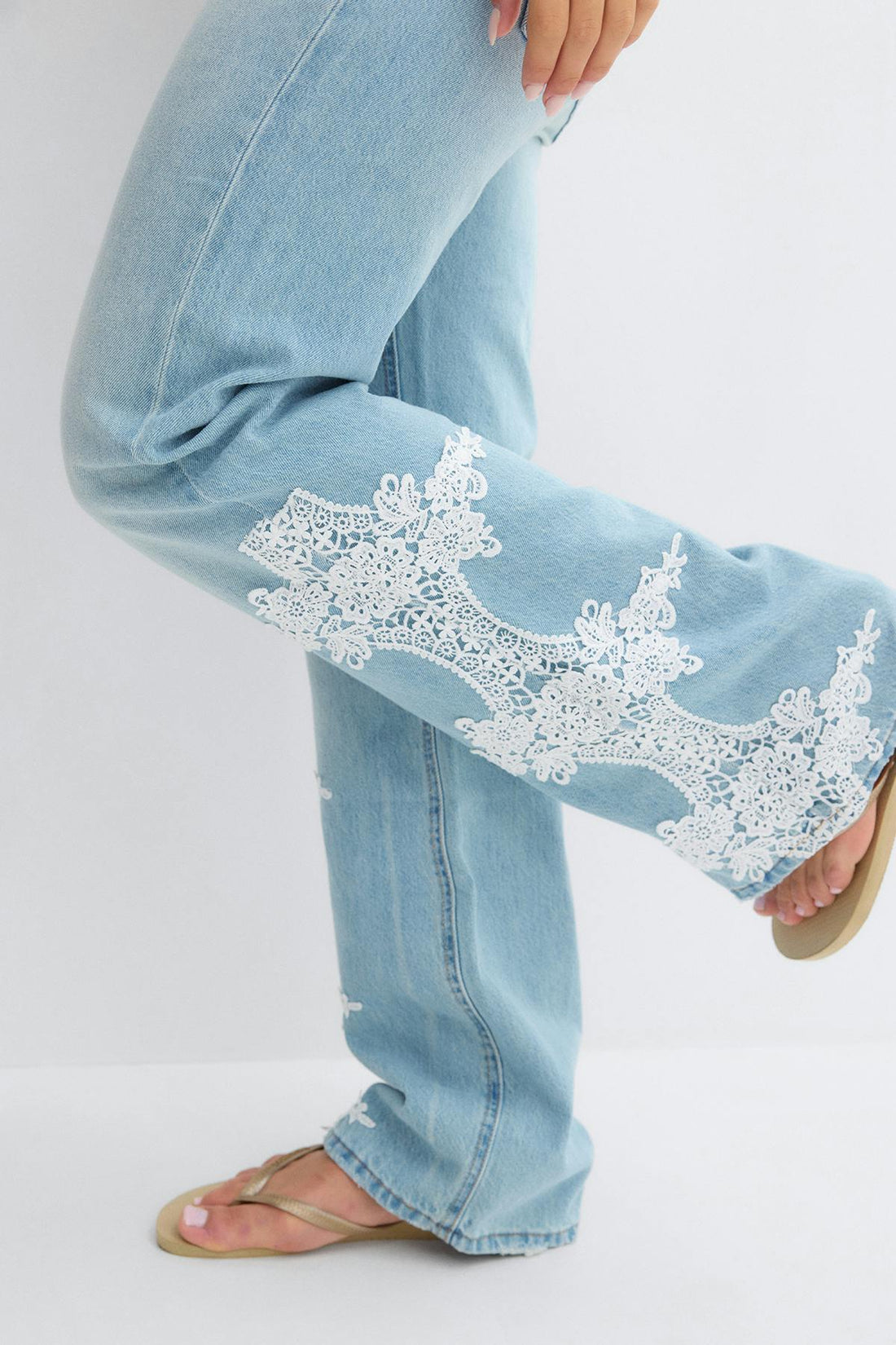 14+ lace edge jeans - Bleu clair