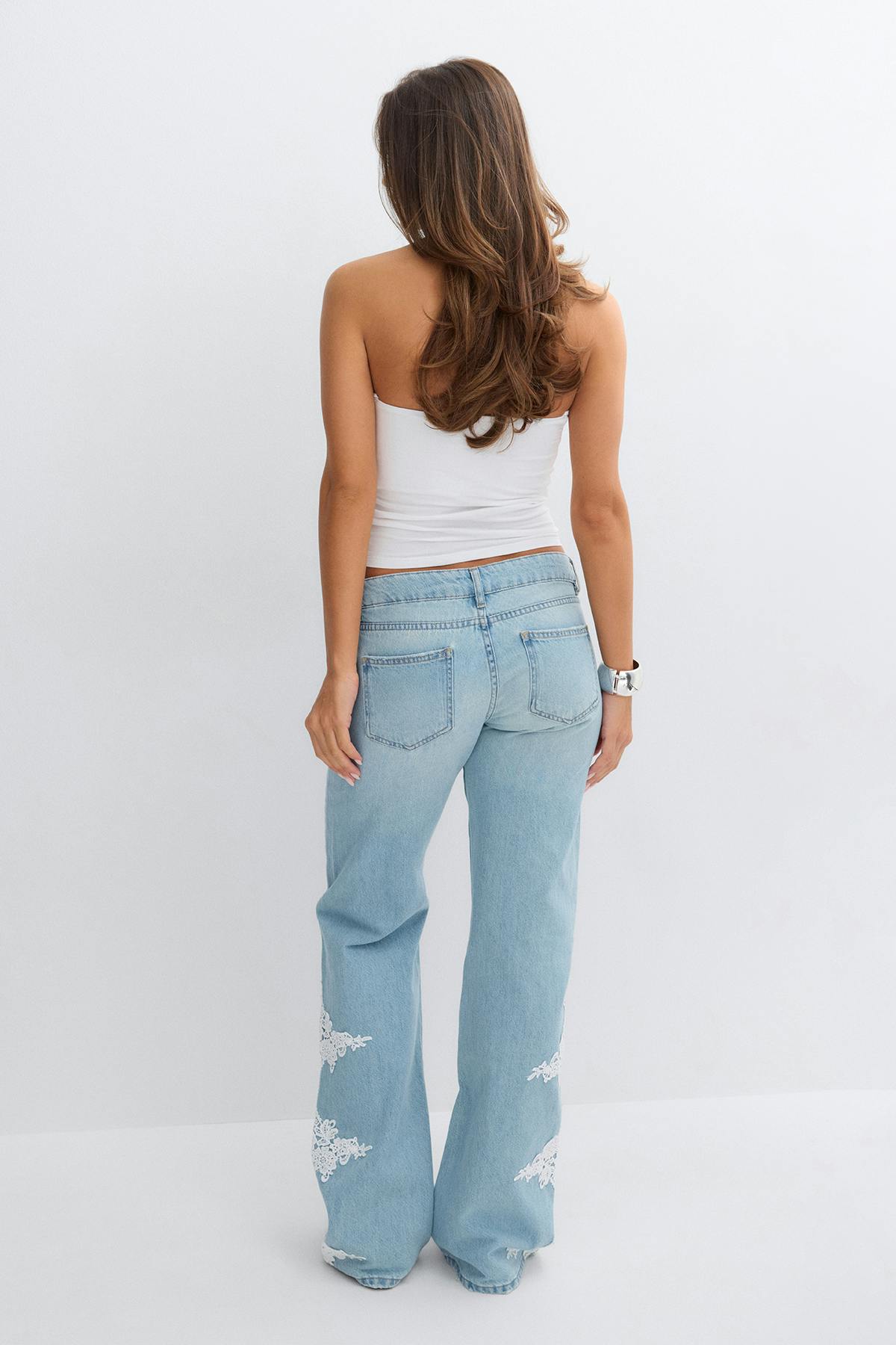 14+ lace edge jeans - Bleu clair