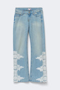 14+ lace edge jeans - Bleu clair