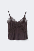 Satin lace singlet - Marron foncé
