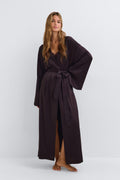 Satin loungewear robe - Marron foncé