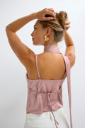 Satin scarf top - Pale mauve