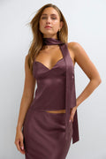 Satin scarf top - Decadent chocolate