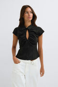 Keyhole short sleeve shirt - Noir