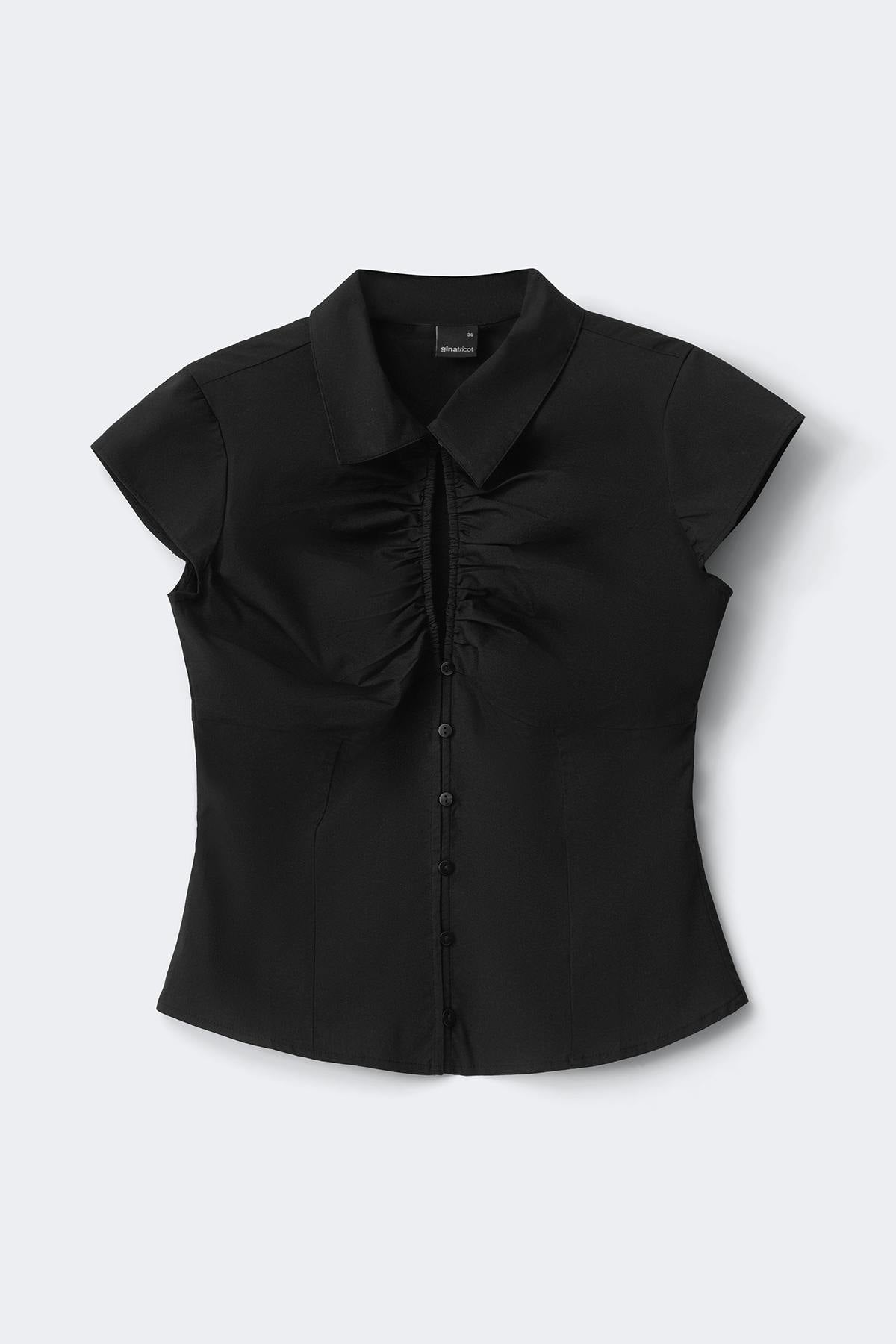 Keyhole short sleeve shirt - Noir