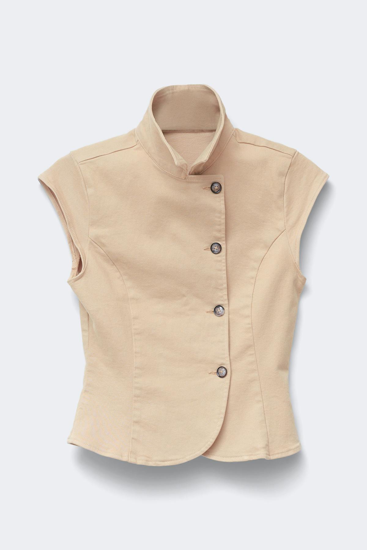 Fitted denim shirt - Beige