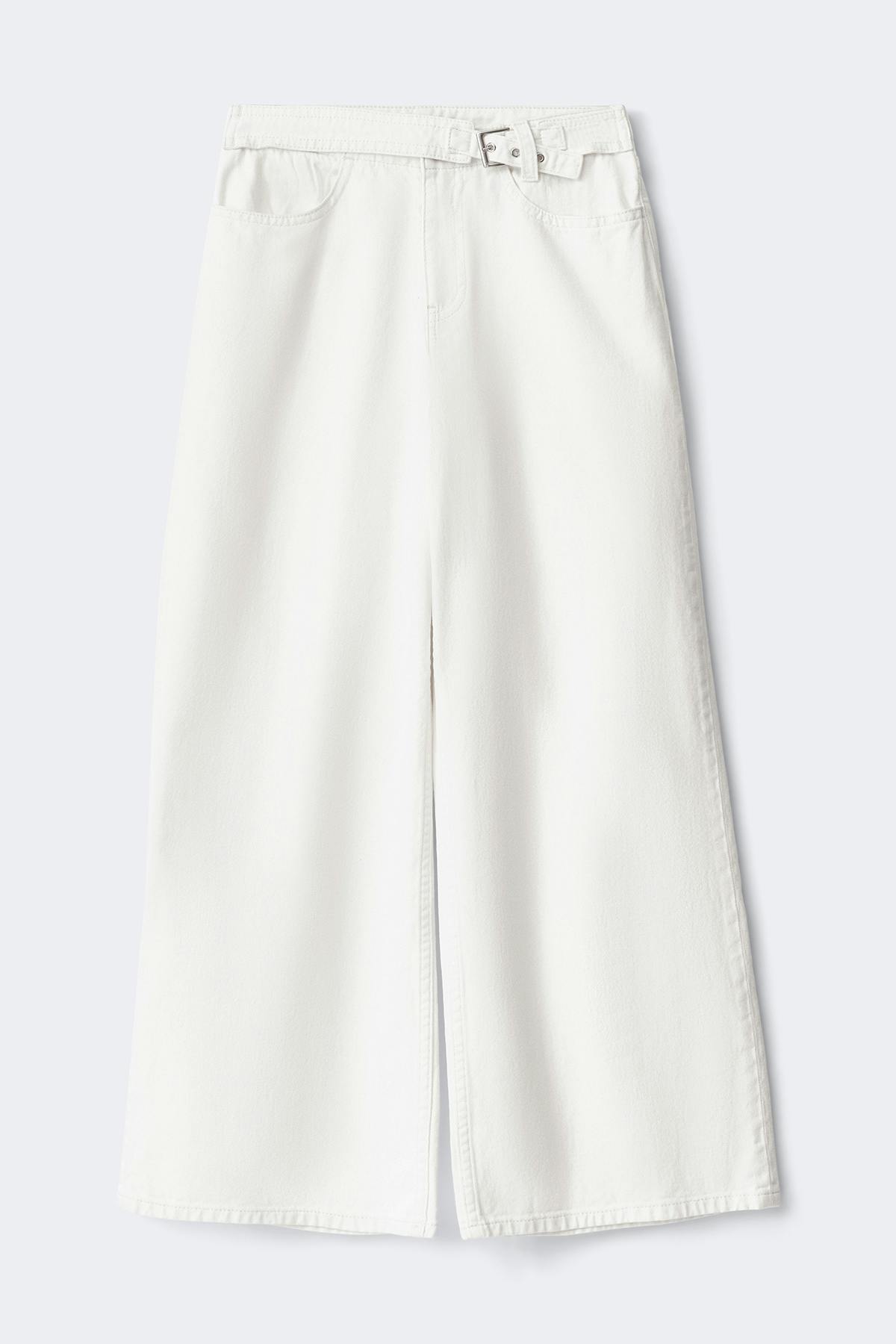 Buckle baggy jeans - Blanc